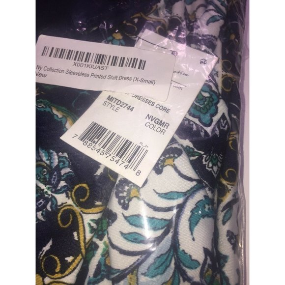 Ny Collection Sleeveless Printed Shift Dress Size XS Retail $50.00 - Picture 3 of 6